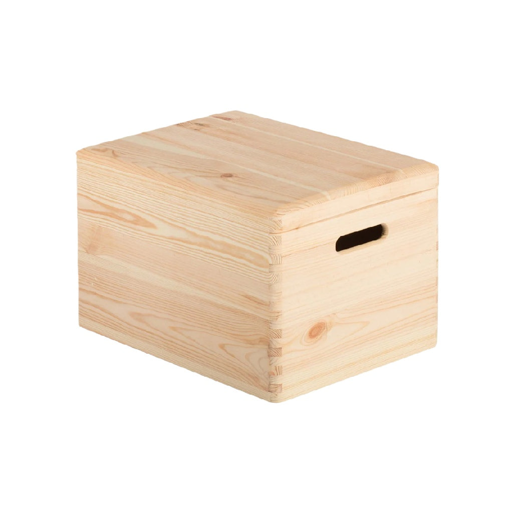 Boîte de rangement en bois avec poignées, Naturel