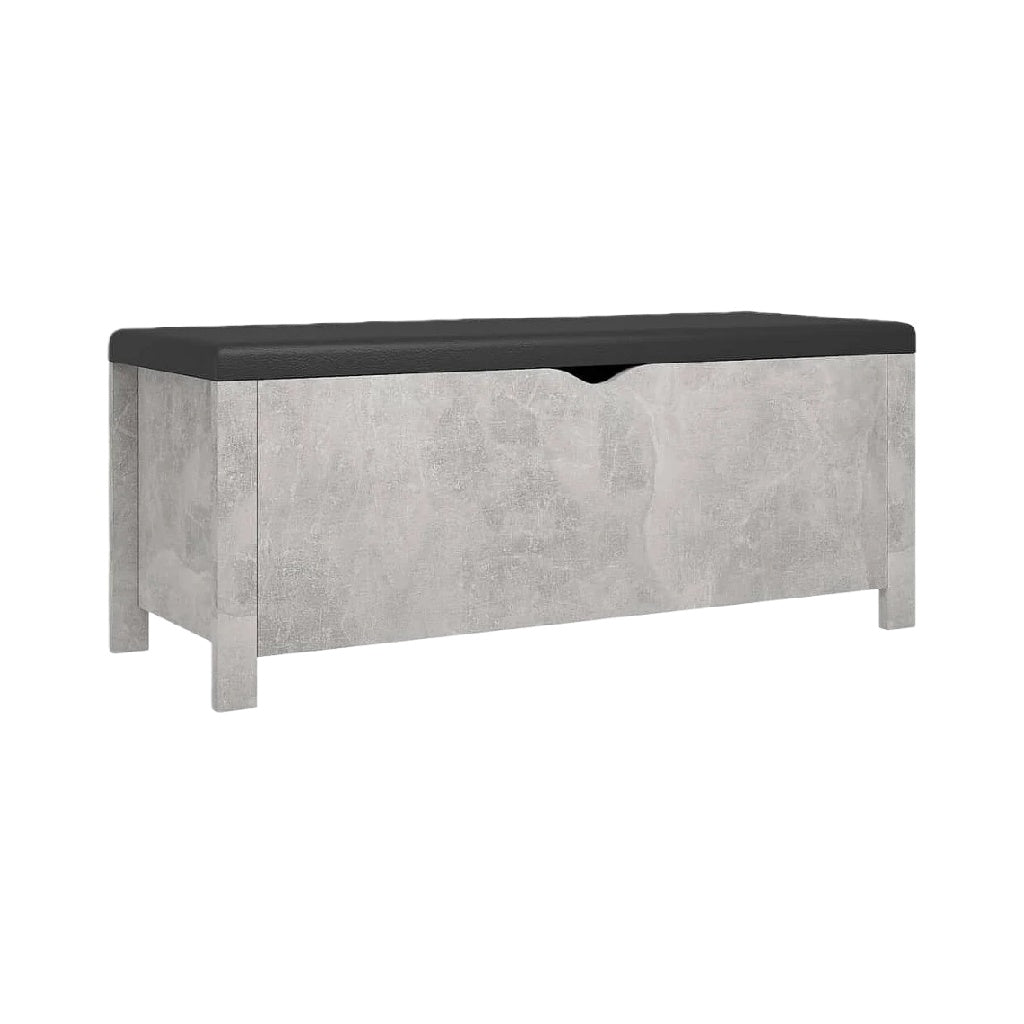 Coffre de rangement en béton avec assise noire, multifonction