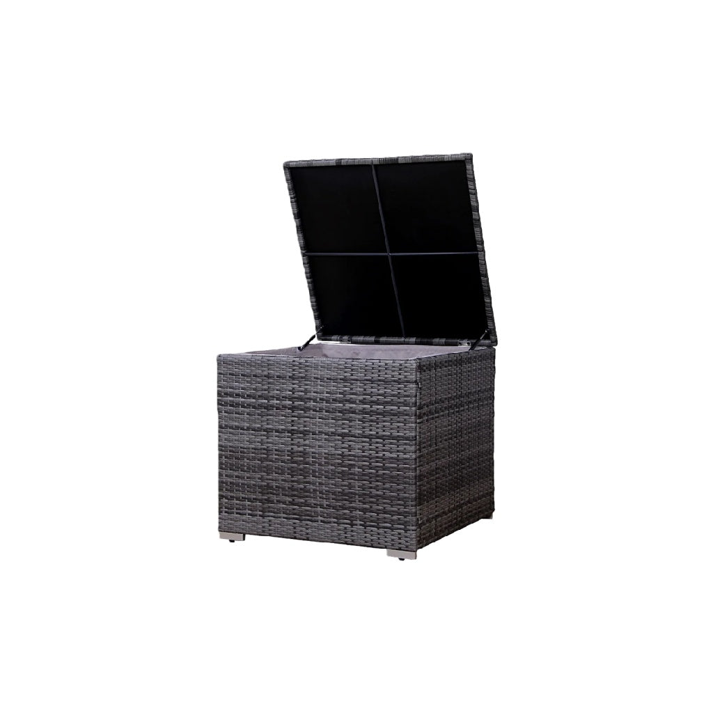 Coffre de jardin en résine tressée avec couvercle