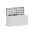 Coffre de rangement extérieur en plastique, design imitation bois blanc